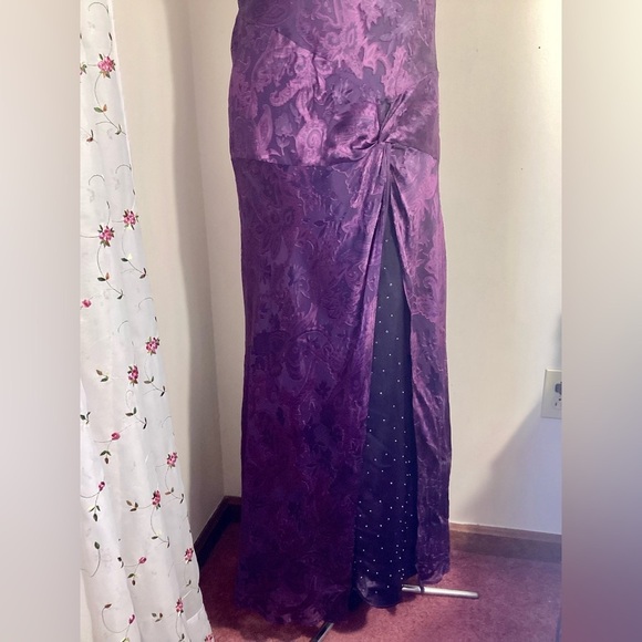 Vtg 90s Y2k Valerie Stevens Fairy Velvet Burnout Maxi Bias Dress 16 Whimsigoth - Picture 10 of 15